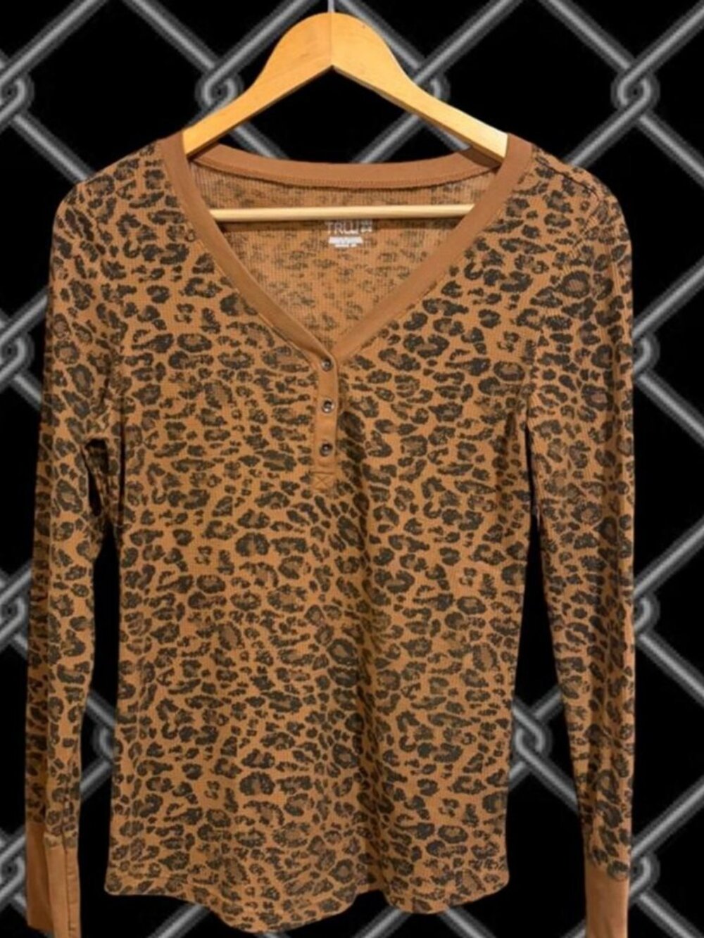 Y2K Style Leopard Print Henley Top